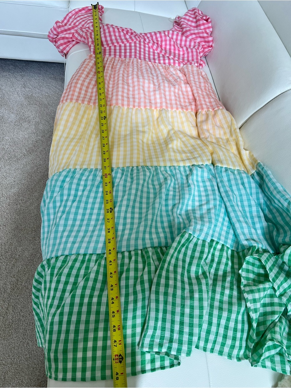 NWT English Factory Gingham Tiered Maxi Dress - Peach, Yellow, Aqua, Green - Picture 7 of 7